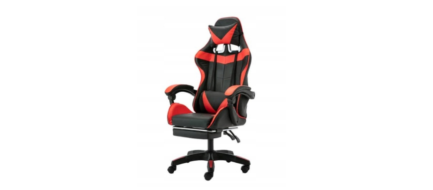 Геймерське крісло - чорно-червоне з підставкою для ніг 	5900779934191 фото